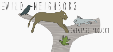 An illustrated crow, mountain lion, iguana and frog sharing a tree branch beneath the organization's name.