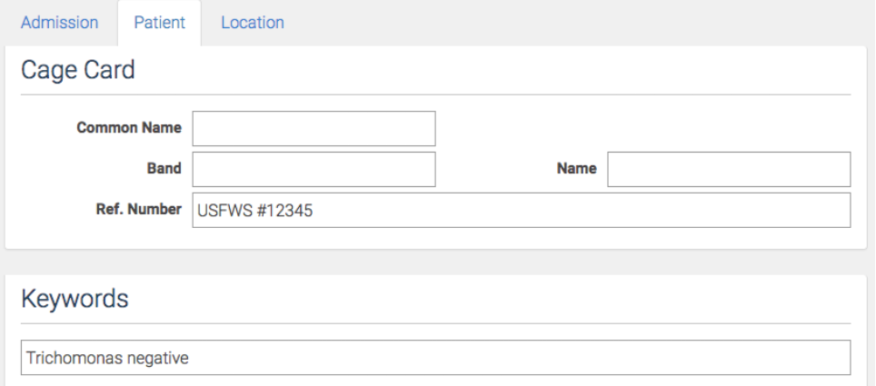 Batch update form's Patient tab with a reference number and a Trichomonas negative keyword filled in.