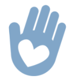 Volunteer Manager extension icon, a hand with a heart in its palm.