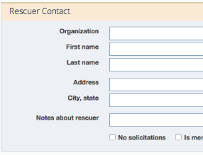 WRMD rescuer contact panel with the renamed Notes about rescuer field.