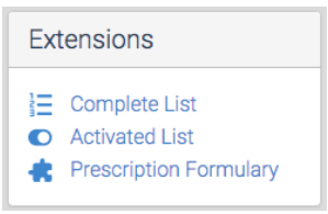 Extensions box in WRMD settings with the Prescription Formulary link.