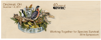 IWRC 2014 symposium banner for Cincinnati, December 4–6, with a painting of animals in a glass bowl.