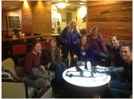 The group gathered around a coffee table in a hotel lounge at the 2013 NWRA conference in Portland.