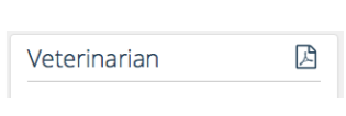 Veterinarian recheck group heading with a PDF icon for printing that group on its own.